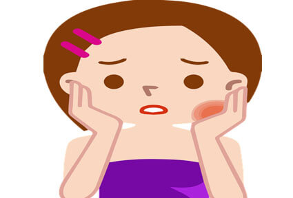 Illustration of a woman holding her cheeks and  showing how a homeopathy procedure is done in Costa Rica.